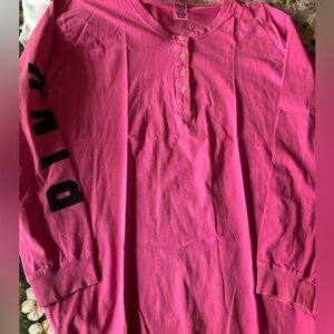 Pink Long Sleeve Henley Shirt Largr